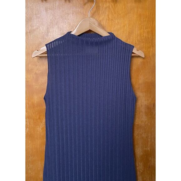NWT Reformation Arabella Knit Mock Neck Midi Ribbed Dress Sz XS Maxi Blue 90s - Picture 4 of 8